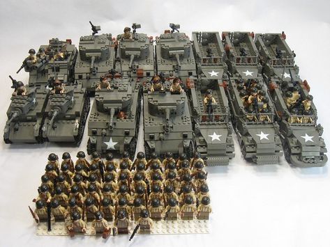 WWII- U.S. 3rd Armored Division (old dark grey) | I've been … | Flickr Lego Soldiers, Lego Ww2, Lego Army, Lego Custom Minifigures, Tired Of People, Lego Military, Lego Robot, Lego Minifigs, Lego Mecha