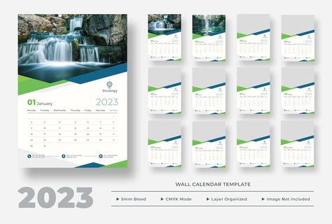 Premium PSD | Wall calendar 2023 template design Calendar 2023 Template, 2023 Template, Wall Calendar 2023, Calendar 2023, Calendar Design, Calendar Template, Wall Calendar, Graphic Resources, Template Design