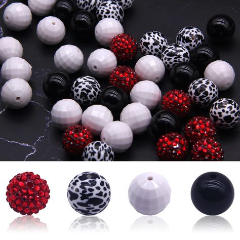 PRICES MAY VARY. ❤【Cow Beads】These large beads are made of grade acrylic, safe material acrylic beads for jewelry making, pen making pacifier making. ❤【Cow Theme Large Beads】The package contains totally 50PCS bubble gum beads, including 50PCS chunk beads, 2PCS extension chains, 3PCS cords, 2PCS lobster clasps and some 4MM beads. ❤【20 MM Beads】These rhinestone beads for jewelry making are suitable for DIY craft jewelry, such as bracelets, necklaces, hanging ornaments, etc. Bubblegum beads are 20M Bead Pens, Bubble Beads, Pen Making, Beaded Pens, Large Beads, Jewelry Making Bracelet, Bubblegum Beads, Focal Beads, Craft Jewelry