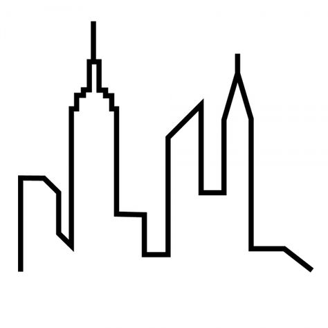 Bradbury Thompson, Draw A City, New York Skyline Silhouette, New York Drawing, Skyline Drawing, Cityscape Drawing, Ny Skyline, New York Theme, City Skyline Silhouette