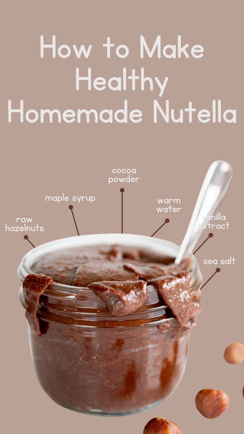 A delicious chocolate hazelnut spread recipe with simple ingredients, much less sugar, and higher in protein than the leading brand. Diy Hazelnut Spread, Healthy Hazelnut Spread, Homemade Hazelnut Spread, Hazelnut Spread Recipes, Healthy Nutella Recipes, Homemade Nutella Recipes, Fruit Toast, Nutella Recipe, Healthy Nutella