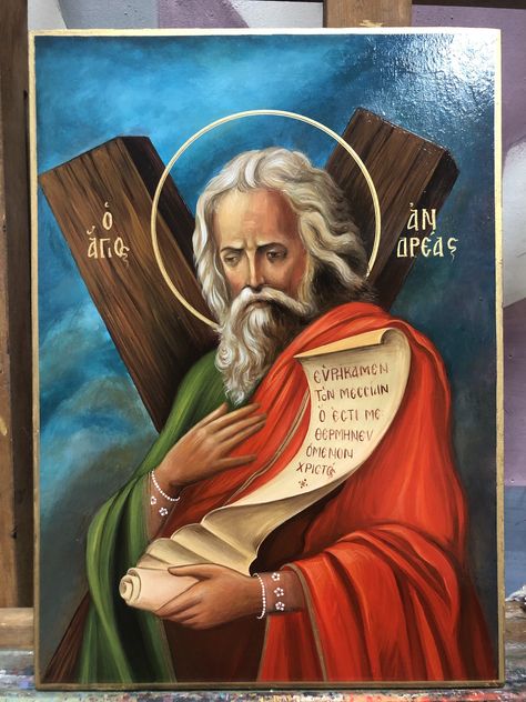 Excited to share this item from my #etsy shop: Saint Apostle Ardreas (Saint Andrew) #apostle #apostleandreas #andrew #andreas #saintandrew Saint Andrew The Apostle, Andrew The Apostle, Saint Andrew, Greek Icons, Saint Andrews, St Andrew, Powder Paint, Byzantine Icons, Saint Valentine