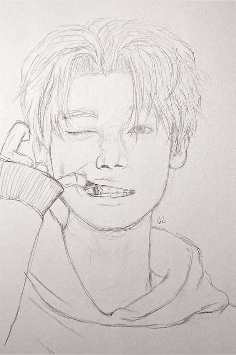 Txt Yeonjun Sketch, Ggum Yeonjun Draw, Kpop Sketch Pencil, Yeonjun Drawing Pencil, Txt Drawings Easy, Yeonjun Gum, Yeonjun Sketch, Kpop Art Sketch, Yeonjun Drawing