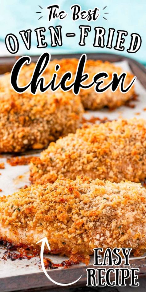 Oven Fried Chicken Breast, Baked Fried Chicken Breast, Baked Breaded Chicken Breast, Chicken Breast Oven Recipes, Fried Chicken Breast Recipe, Chicken Breast Oven, Oven Fried Chicken Recipes, Baked Fried Chicken, Chicken Boneless Breast Recipes