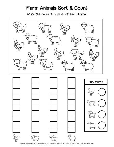 Farm Animals Maths Activities, Count And Graph Worksheet, Farm Animal Counting, Farm Worksheets, Farm Worksheet, Farm Animals Worksheets For Kids, Farm Animals Worksheets Preschool, Farm Animals Worksheet, Farm Animals For Kids