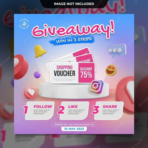 Premium PSD | Giveaway instagram contest social media post template Contest Social Media Post, Giveaway Graphic, Cosmetic Labels Design, Contest Poster, Social Media Contests, Voucher Design, Instagram Contest, Poster Design Layout, Bottle Design Packaging