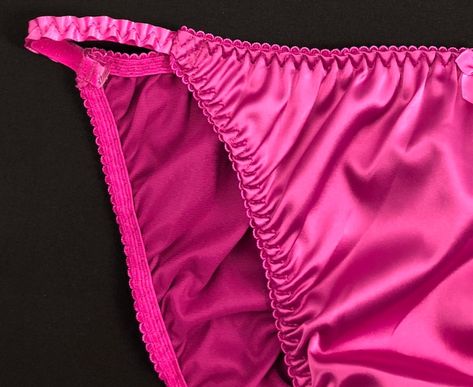 Satin String Bikini Panty Magenta / Hot Pink | Etsy Camo Lingerie, Panty Design, Backless Swimwear, Clothes For Women Over 50, Gorgeous Lingerie, Pantyhose Fashion, Fall Denim, Pretty Lingerie, Lingerie Fashion