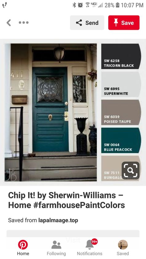 Sherwin Williams Peacock Blue Paint, Sw Blue Peacock, Blue Peacock Sherwin Williams, Peacock Blue Paint, Blue Exterior House Colors, Bold Front Door Colors, Poised Taupe, Sherwin Williams Blue, Farmhouse Paint Colors