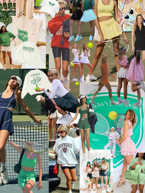 Bachelorette Party Themes Aesthetic, Tennis Work Week Theme, Golf Bid Day Theme, Wimbledon Party Outfit, Country Club Bachelorette Aesthetic, Wimbledon Birthday Party, Tennis Hens Party, Country Club Sorority Theme, Tennis Bachelorette Theme