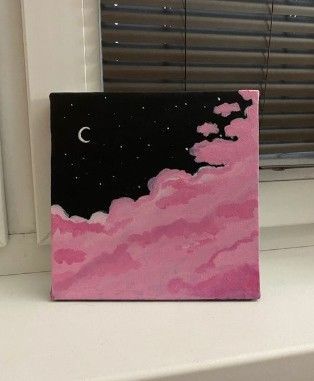 Cute Easy Paintings, Canvas Art Painting Abstract, Pink Canvas Art, Sky Art Painting, A Pregnant Woman, Arte Van Gogh, Canvas Drawing, Small Canvas Paintings, Simple Canvas Paintings