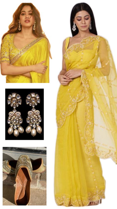 Yellow Saree Look, White Dress Skirt, Jhanvi Kapoor, Yellow Saree, Saree Look, Dress Skirt, White Dress, Saree, Yellow