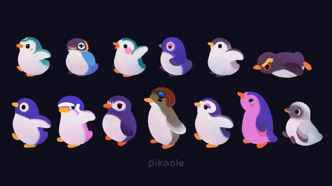 Animal Crossing Fan Art, Penguin Art, Cute Kawaii Animals, Animal Crossing Villagers, T Art, Kawaii Animals, Cute Penguins, Cute Animal Drawings, Cute Creatures