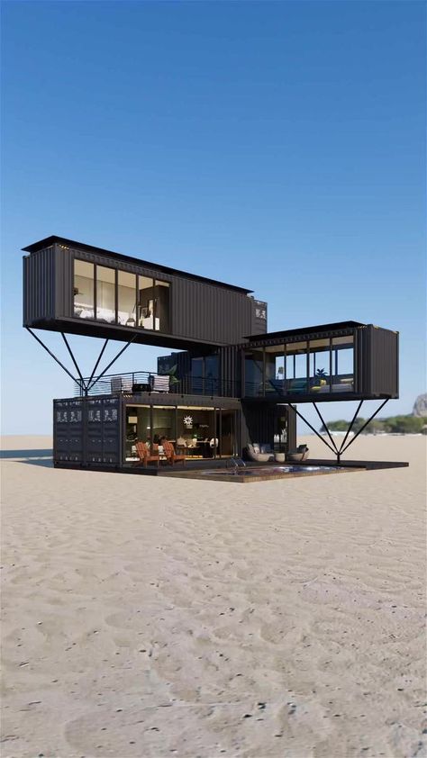 3-storey container house. panoramic view of the sea #tinyhouse #shippingcontainerhome #containerhome #containerhouse #smallhouse | Container House Tvd | Jag1 · Dusk till dawn (feat. Martine Trépanier) Cozy Tiny Home, Sea Container Homes, Shipping Container Home Designs, Shipping Container House Plans, Container Buildings, Tiny House Inspiration, Building A Container Home, Container Architecture, Container House Plans