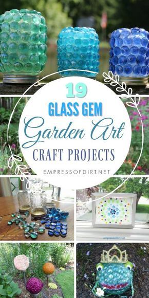 Crafts and projects to make with dollar store glass gems. #gardenart #gardenideas #crafts #glassgems #empressofdirt Pallet Gardens, Diy Garden Party, Glass Bead Crafts, Gem Crafts, Outdoor Crafts, Glass Garden Art, Garden Crafts Diy, Garden Art Projects, Creative Gardening