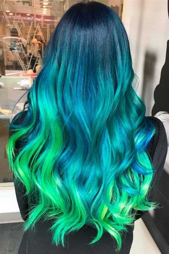 Blue Green Ombre Mermaid Style Hair, Green And Blue Hair, Medium Ombre Hair, Best Ombre Hair, Blue Green Hair, Blue Ombre Hair, Brown Ombre Hair, Dramatic Hair, Ombre Hair Blonde