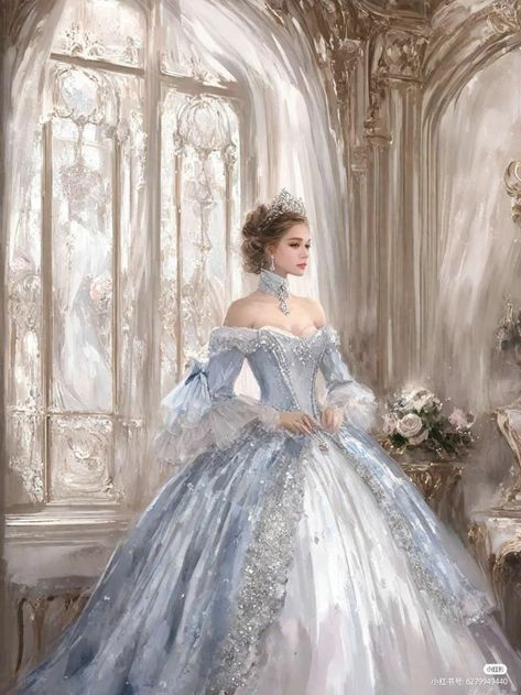 Blue Xv Dresses, 1800 Dresses Victorian Ball Gowns, Royal Core Outfits, Royal Aesthetic Princess Dress, Royal Outfits Aesthetic, Royal Dress Aesthetic, Blue Princess Aesthetic, Royal Family Fashion, Jae Suk