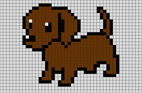 Dog Pixel Art from BrikBook.com #dog #cute #animal #pet #man'sbestfriend #pixel #pixelart #8bit Shop more designs at http://www.brikbook.com Dog Pixel Art, Grille Pixel Art, Image Pixel Art, Pixel Art Minecraft, Crochet Grid, Modele Pixel Art, Pixel Art Ideas, Rainbow Top, Simple Anime