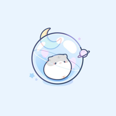 hamsters are just little astronauts when they’re in their little ball 🐹✨ ☁️ #miekoarts #procreate #cutehamster #hamstergram | Instagram Hamster Art, Hamster Kawaii, Hamster Ball, Drawing Tuts, Drawing Food, Cute Hamster, Ball Drawing, Cute Hamsters, Food Drawing