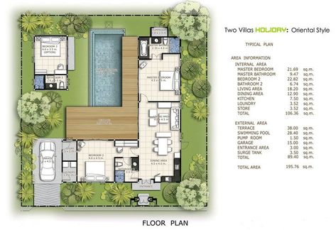 Tropical House Plans, Tropical House Design, Small Villa, Pool House Plans, Bali House, Courtyard House Plans, Villa Plan, Architecture Model House, House Construction Plan