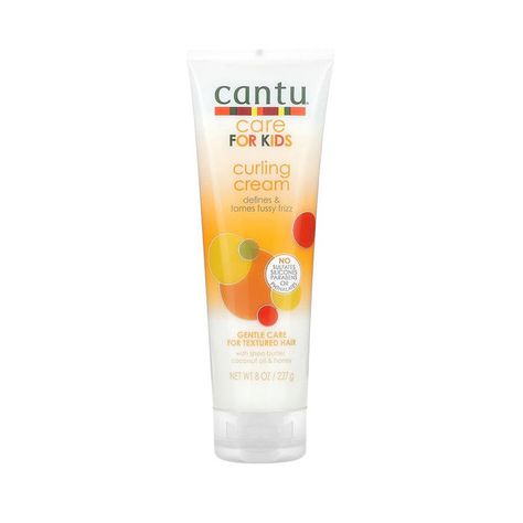 Cantu Care for Kids Curling Cream 8 oz, No mineral oil, glutens, sulfates or parabens, Adds manageability to curls, Defines and tames fussy frizz, No sulfates, glutens & parabens, ebonyline.com Curling Cream, Hair Ingredients, Curl Cream, Canola Oil, Propylene Glycol, Mineral Oil, Textured Hair, Coconut Oil, Shea Butter