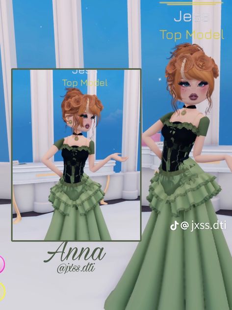 Dti Fits Coronation, Anna Dress To Impress, Frozen Dress To Impress, Coronation Dress To Impress, Coronation Outfit, Anna Coronation Dress, Anna Coronation, Dress Impress, Frozen Outfits