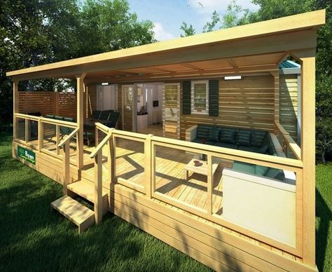 Caravan Conversion, Eco Construction, Mobile Home Exteriors, Porch Kits, Static Caravan, Caravan Home, Caravan Makeover, Caravan Renovation, Building A Porch