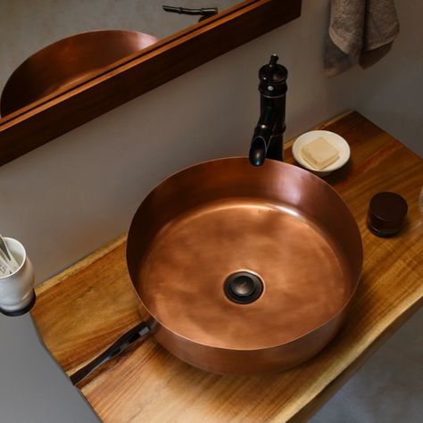 Vanity Sink Bathroom, Wash Basin Sink, Countertop Sink, Copper Bathroom, Round Sink, Basin Sink Bathroom, Bathroom Countertop, Sink Countertop, Basin Sink