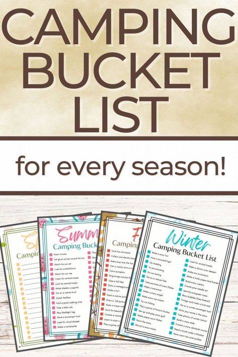 Camping Bucket List: 27+ Fun Activities For Every Season - RV Camping & Adventure Camping Activities For Adults, Camping Worksheets, Fun Camping Activities, Camping Bucket List, Best Road Trip Songs, Camping Bingo, Camping Printables, Road Trip Songs, Spring Camping