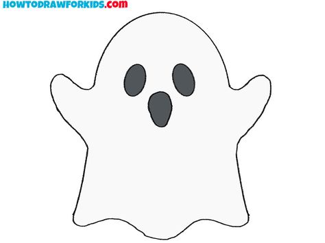 Basic Ghost Drawing, Ghost Pictures Drawing, Drawing Ideas Easy Ghost, Ghost Simple Drawing, How To Draw A Ghost Easy, Easy Drawings Ghost, Small Ghost Drawing, Molde Fantasma Halloween, Mini Ghost Drawing