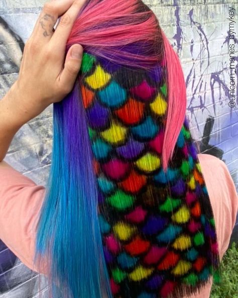 An Australian Hairstylist Turns Hair Into Unicorn Manes and Gives People a Dose of Rainbow Peacock Hair Color, Neon Hair Color, Waterfall Braid Hairstyle, Dark Brunette Hair, Vivid Hair Color, Rainbow Hair Color, Creative Hair Color, Neon Hair, Hair Shows