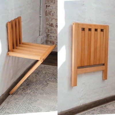 Wall Seat, Wall Hangers For Clothes, Wood Bench Seat, Hallway Chairs, Wall Bench, Foldable Chair, Folding Bench, Star Furniture, Support Beam