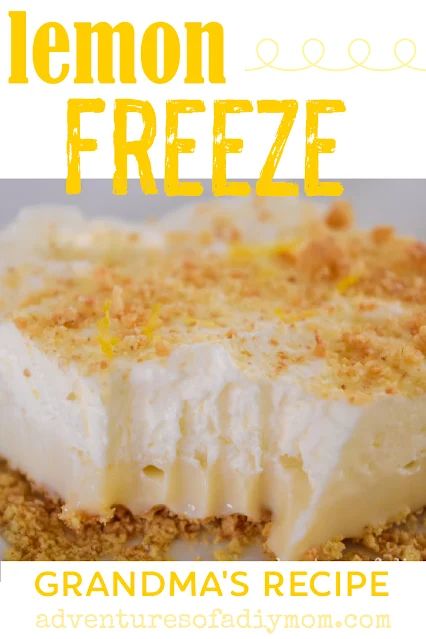 Try this delicious old fashioned recipe from Grandma's recipe box. Make lemon freeze in just about 10 minutes and pop it in the freezer for a refreshing treat on a warm summer day. Frozen Lemon Dessert Recipes, Lemon Freeze Dessert, Frozen Lemon Dessert, Lemon Freeze, Lemon Mouse, Graham Dessert, Condensed Milk Desserts, Freezer Desserts, Icebox Desserts