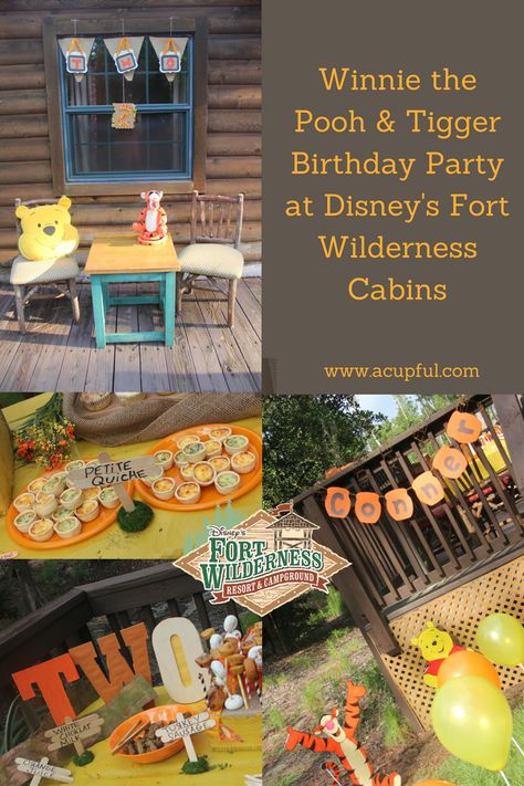 Wilderness Birthday, Tigger Party, Fort Wilderness Cabins, Winnie The Pooh Birthday Party, Pooh Birthday Party, Winnie The Pooh Party, Winnie The Pooh And Tigger, Birthday Breakfast Party, Fort Wilderness Disney