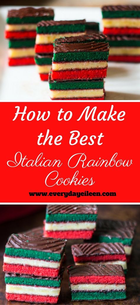 Rainbow Cookies Recipe, Italian Christmas Cookie Recipes, Cookies Italian, Italian Rainbow Cookies, Italian Christmas Cookies, Italian Cookie Recipes, Holiday Cookie Exchange, Rainbow Cookies, Italian Christmas