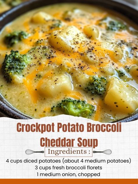 Potato Broccoli Cheddar Soup, Creative Cookery, Crock Pot Potato, Crockpot Potato, Bacon Broccoli, Potato Broccoli, Crock Pot Potatoes, Broccoli Cheese Casserole, Zesty Sauce