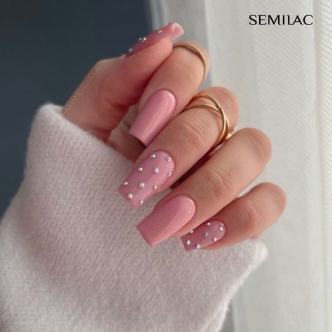 Pink Nail Inspo, Baby Pink Nails, Basic Nails, Classy Acrylic Nails, Pink Nail Designs, Pink Nail, Diamond Nails, Pink Acrylic Nails, Homecoming Nails