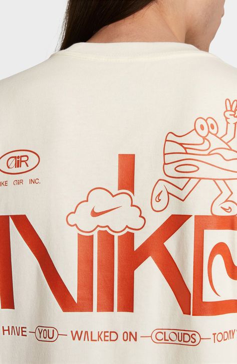 Nike Sportswear Air Oversize Long-Sleeve T-Shirt in Sail at Nordstrom. Shop now! #nike #sportswear #air #tshirt #longsleeve #sail . #Merchandise_Tshirt_Design #Vintage_Shirt_Designs_Graphic_Tees #Aesthetic_Tshirt_Design_Ideas_Vintage #Logo_Design_Clothing_Brand Retro Graphic Tshirt, Moma Giftshop, Nike Graphic Tees, T-shirt Designs, Nike Merch, Nike Graphic Design, Mens Graphic Tees Prints, Brand Merch, Nike A