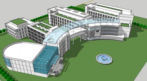 Download 15 Library Sketchup 3D Models(*.skp file format). Sketchup Architecture, Parking Plan, Hospital Design Architecture, Models Architecture, Decorative Blocks, Hotel Design Architecture, Architectural Finishes, Library Interior, School Building Design