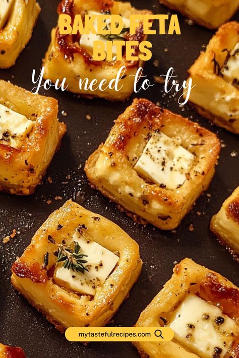 These Baked Feta Bites are little bursts of flavor! Crispy phyllo or puff pastry filled with creamy, herbed feta make a delicious and easy-to-prepare appetizer for any gathering. Feta Bites, Puff Pastry Recipes Savory, Savory Puff Pastry, Puff Pastry Appetizers, Puff Pastry Filling, Creamy Feta, Baked Feta, Savory Appetizer, Christmas Brunch