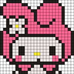 My Melody Melty Beads, My Melody Kandi Pattern, My Melody Kandi, My Melody Pixel Art, Melody Perler Beads, My Melody Alpha Pattern, Pony Bead Crafts, Pattern Maker, Photo Pattern