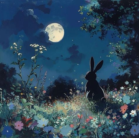 Sitting In A Field, Rabbit Sitting, Hare Painting, Heart Song, Bunny Painting, A Field Of Flowers, Rabbit Painting, Rabbit Art, Field Of Flowers