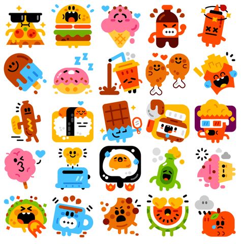 Messenger Stickers, 귀여운 음식 그림, App Stickers, Sticker Ideas, Illustration Character Design, Fun Stickers, Food Illustrations, Sticker Pack, Cute Illustration