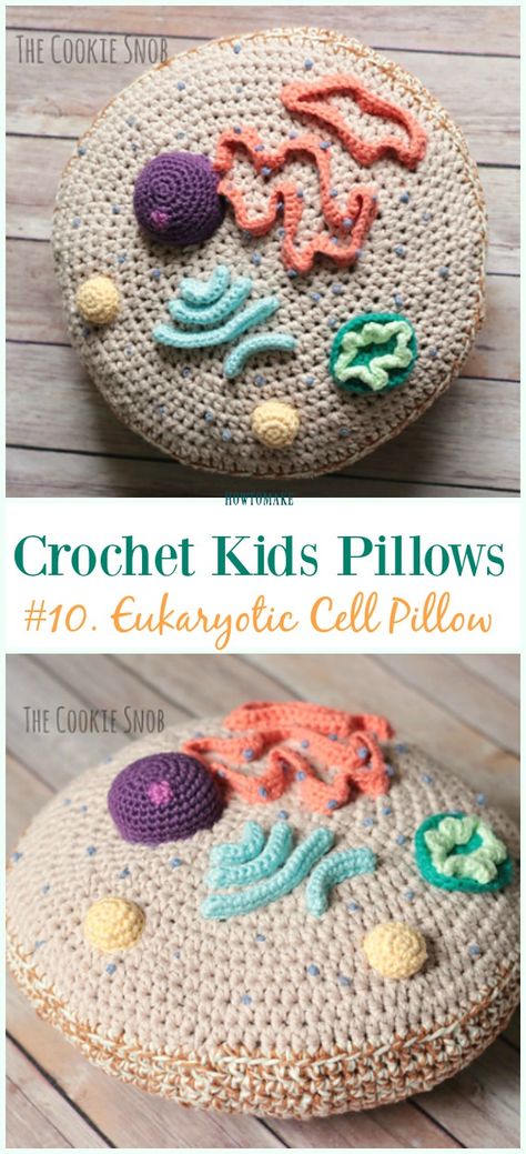 Eukaryotic Cell, Crochet Kids, Crochet Cushion Cover, Design Crochet, Crochet Humor, Crochet Bebe, Fun Crochet, Crochet Cushions, Crochet Pillow