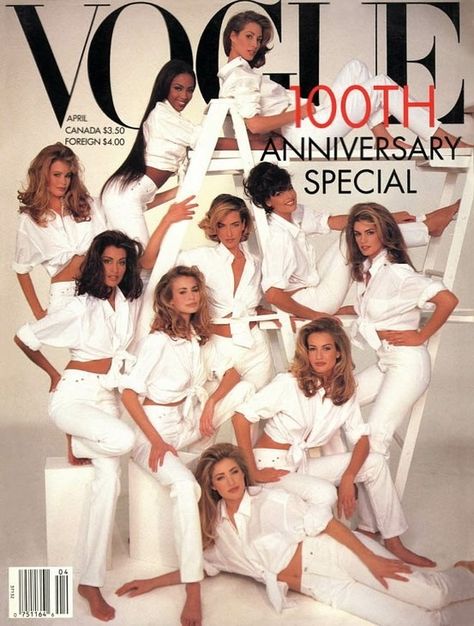 90's super models Tatiana Patitz, Best White Jeans, Stars D'hollywood, Women In White, Tatjana Patitz, Niki Taylor, Nadja Auermann, Vogue Vintage, Vogue Magazine Covers