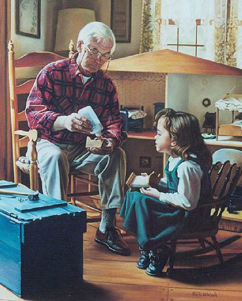 Old Fashioned House, Grandmas House, Norman Rockwell, Grandparents Day, Pastel Painting, On The Floor, Old Man, Artist Painting, The Floor