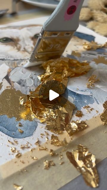 Abstract Gold Leaf Painting, Paint Abstract, Textured Acrylic, Palette Art, Leaf Texture, Gold Leaf Painting, Textured Canvas Art, Plaster Art, Owl Painting