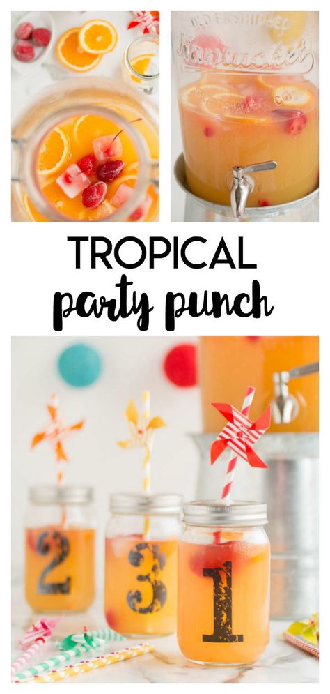 Orange Colored Punch Recipes, Luau Punch Non Alcoholic, Orange Party Punch Non Alcoholic, Tropical Party Drinks Non Alcoholic, Tropical Party Punch Non Alcoholic, Orange Colored Punch, Tropical Mocktails For Luau, Luau Party Punch, Tropical Punch Alcohol