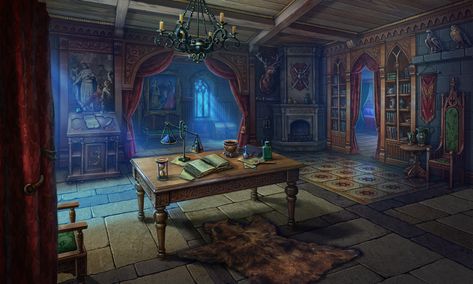 ArtStation - Medieval room Royal Bedroom Concept Art, Medieval Study, Medieval Room, Skylight Room, Medieval Bedroom, Medieval Witch, Room Images, Medieval Drawings, Witch Room