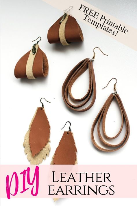 The ultimate guide on how to make leather earrings by hand. These 6 simple DIY ideas are great for making jewelry to sell, gift, or wear yourself. With a free printable template and even video tutorial, you'll have no problem making these unique, boho designs. #leatherjewelry #jewelrymaking #diy Make Leather Earrings, Diy En Cuir, How To Make Leather, Boho Jewelry Diy, Diy Jewelry To Sell, Diy Leather Earrings, Diy Tumblr, Diy Jewelry Rings, Leather Jewelry Diy