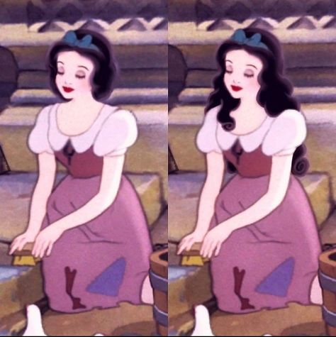 Snow White Long Hair Art, Long Haired Snow White, Long Hair Snow White, Snow White With Long Hair, Snow White Long Hair, Snow Princess Aesthetic, Snow White Fan Art, Snow White Fanart, Snow White Aesthetic